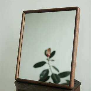 夜雨春山梳妆镜  黑胡桃木桌面复古中式O挂墙礼物台式化妆镜子