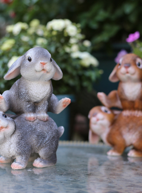花园庭院创c意可爱 兔子动物摆件办公室柜子工艺品 卡通装饰品摆