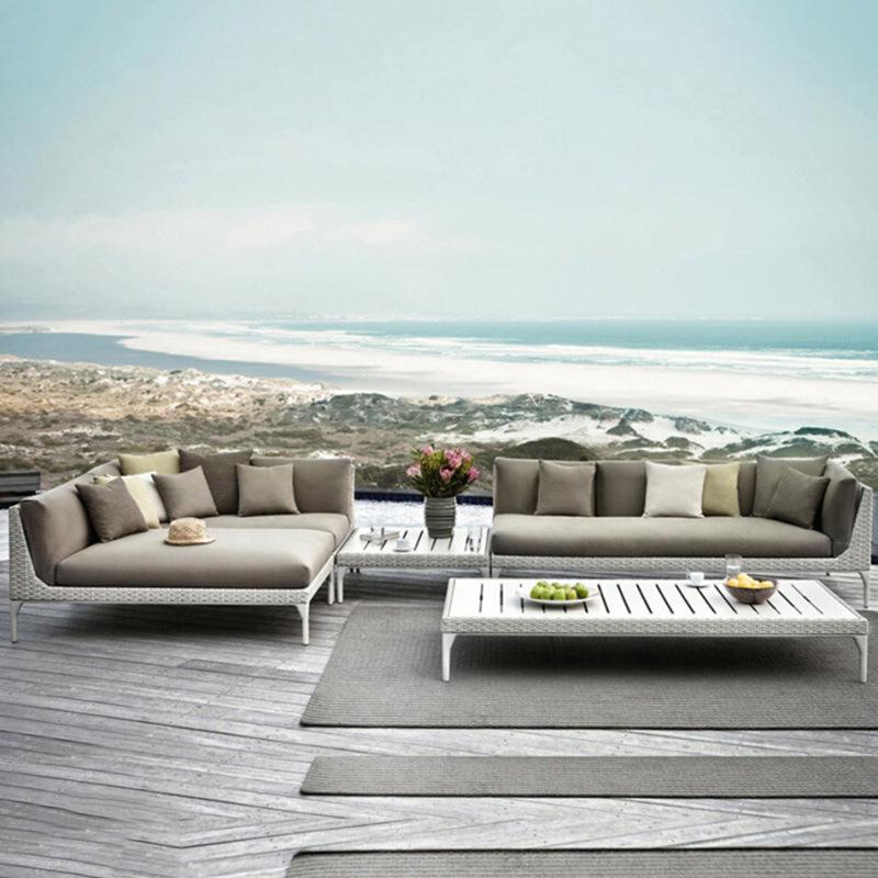 戶外藤椅沙发藤艺休闲阳台仿藤沙发贵妃组合藤编三人户外沙发家具