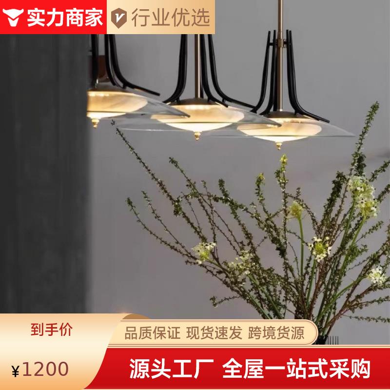 意大利中古餐厅玻璃云石吊灯设计意式简约复古卧室创意样板间吊灯