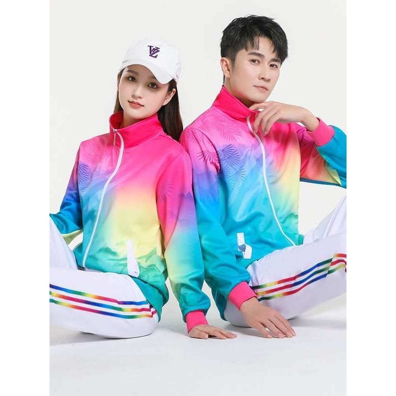 佳木斯健身操运动服套装男女春秋中老年广场舞演出健步走团体服装