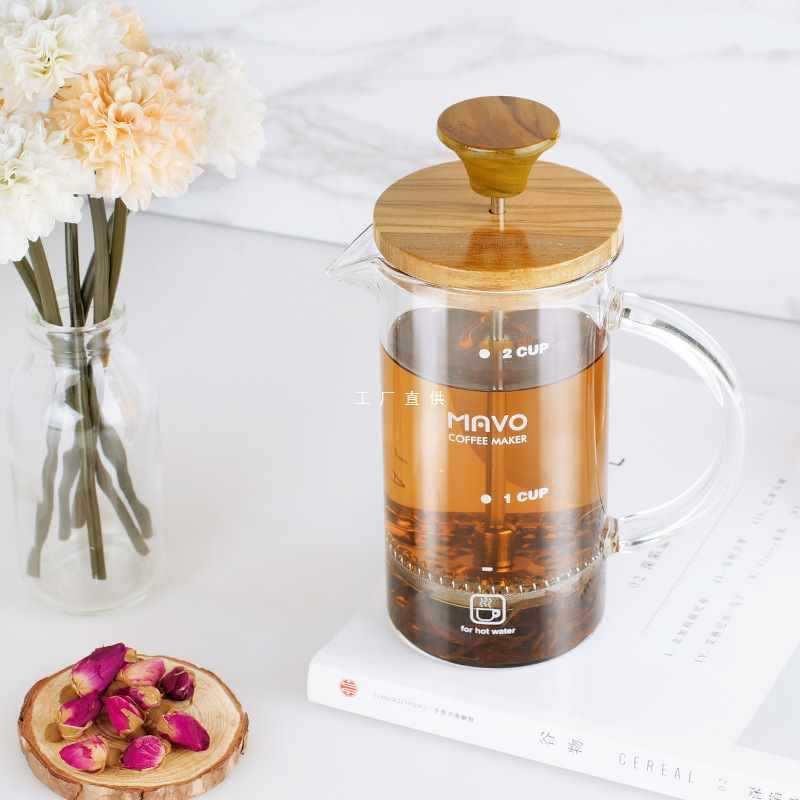 法压壶 咖啡壶橄榄木 咖啡过滤杯器具 茶壶家用法式压杯壶