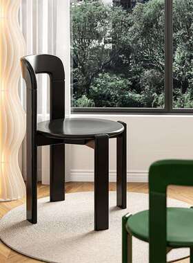 rey餐椅实木椅子中古书桌椅茶椅餐桌岛台靠背椅红色设计师梳妆凳