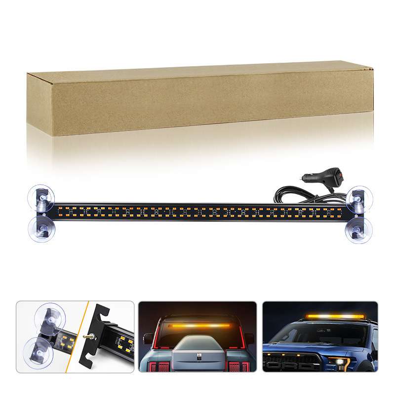 新款汽车多功能杠灯 LED单排中网爆闪灯后挡风警示灯车顶长条棍灯