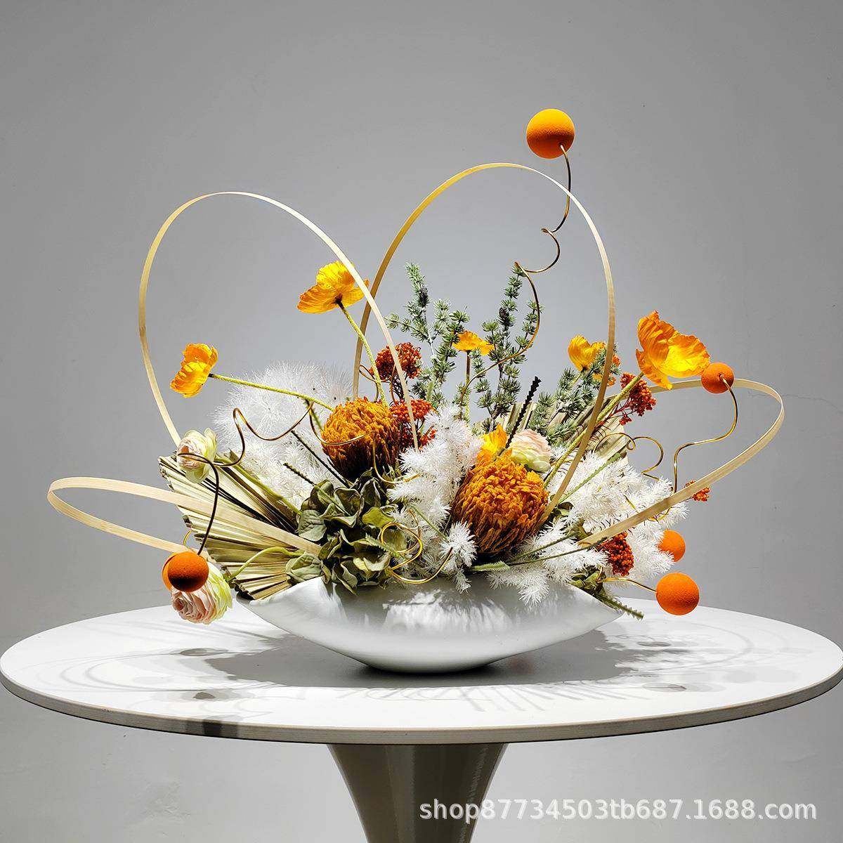 新中式仿真花艺假花摆件设简约现代客厅电视柜玄关餐桌家居装饰品