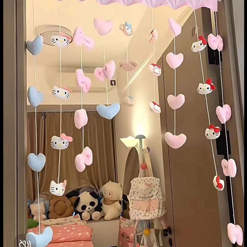 串色kt粉爱心爱心门帘高颜值爆款婚房装饰少女心公主房门帘挂帘