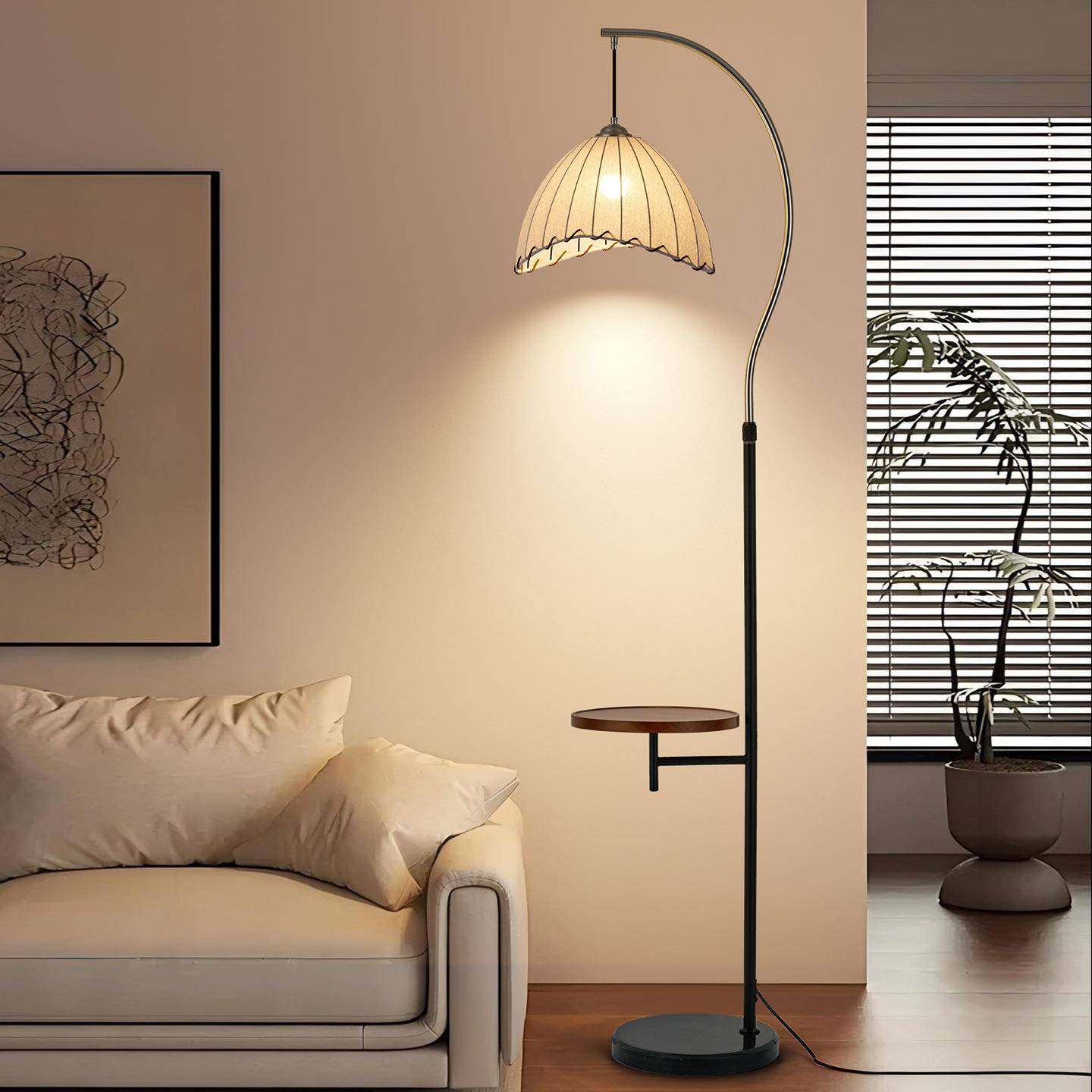 中古风落地灯艺术客厅沙发置物装饰灯复古卧室床头灯中山灯具L535