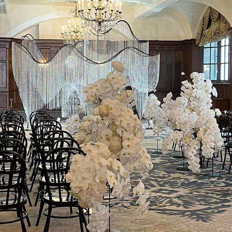 婚庆成品亚克力珠帘波浪挂件婚礼堂吊顶装饰舞台背景永恒之恋路引