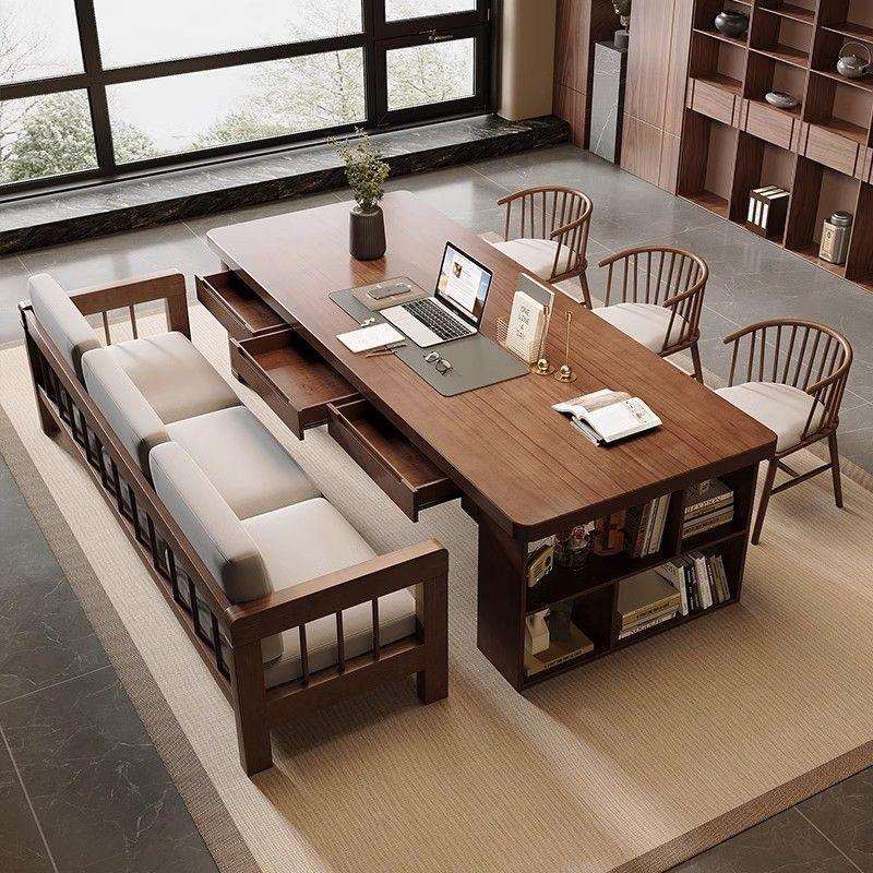 去客厅化实木大书桌一体写字桌商务办公桌工作台学习桌书房书桌无