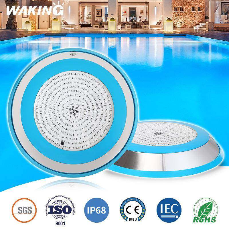 跨境LED七彩泳池灯不锈钢水底灯胶膜遥控游泳池水下壁挂照明灯具