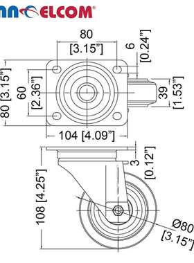 Penn Elcom 番尔康 W0985/80 万向轮脚轮轮子滚轮万向轮带刹车