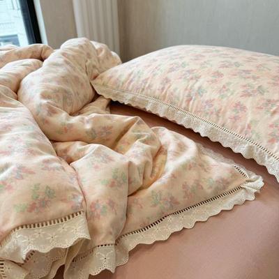 双层纱法式蕾丝花边款母婴级A类四件套少女心宿舍三件套床上用品