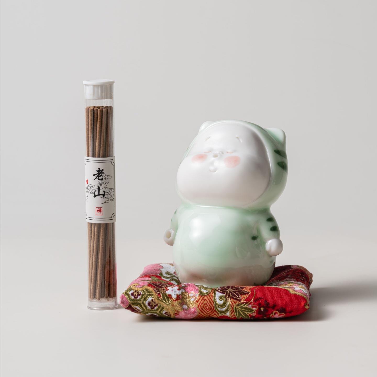 创意中式可爱丑萌陶瓷茶宠插香线香手工家用玄关檀香香插摆件