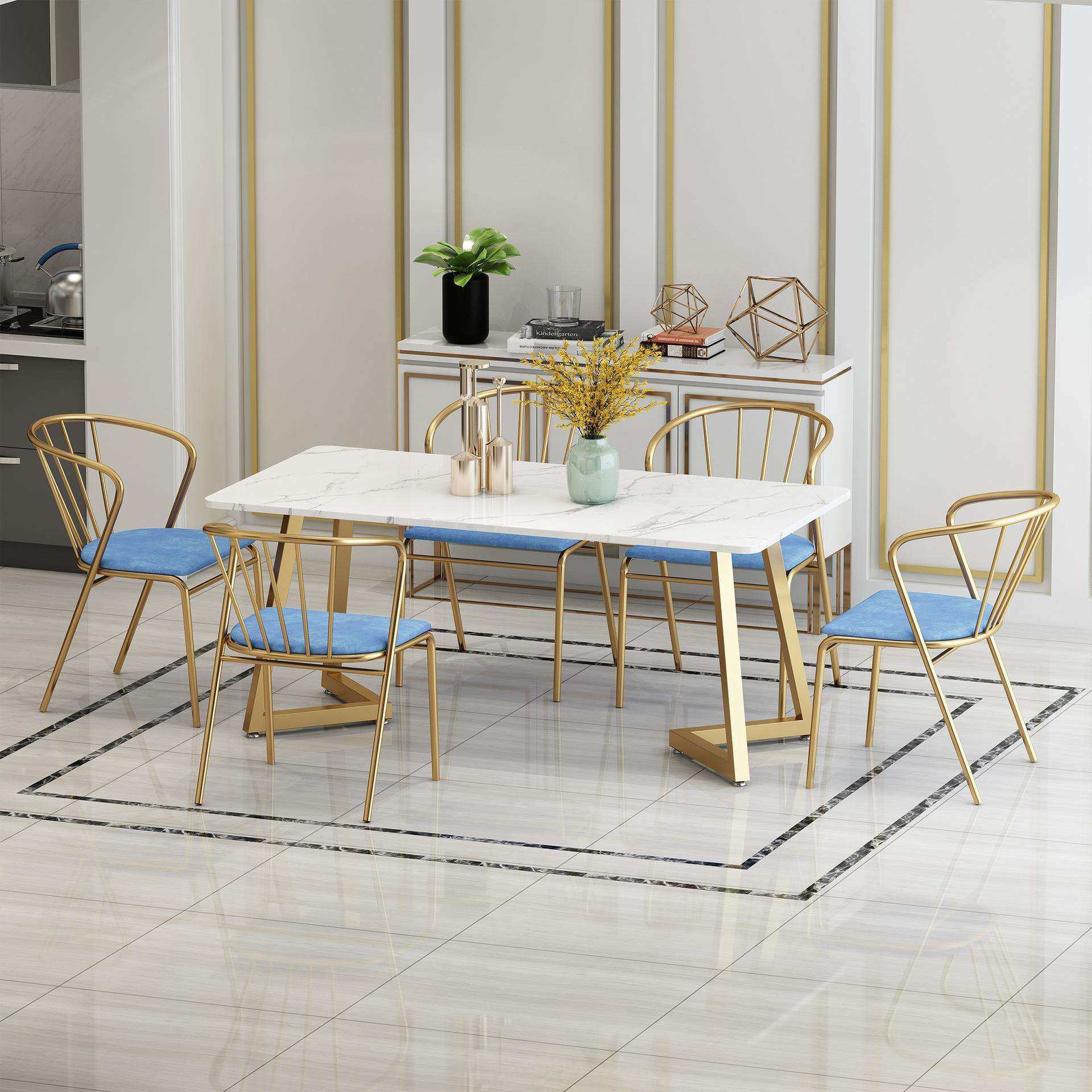 北欧轻奢大理石餐桌椅子小户型餐桌椅组合现代简约餐厅组合家具
