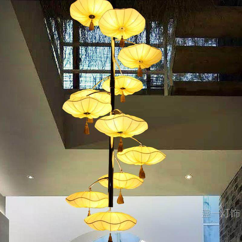 现代新中式布艺吊灯大气客厅餐厅灯茶楼酒店大堂复式楼梯间大吊灯,鲜花速递/花卉仿真/绿植园艺,割草机/草坪机,淘宝优惠券,粉丝福利购,淘宝优惠卷
