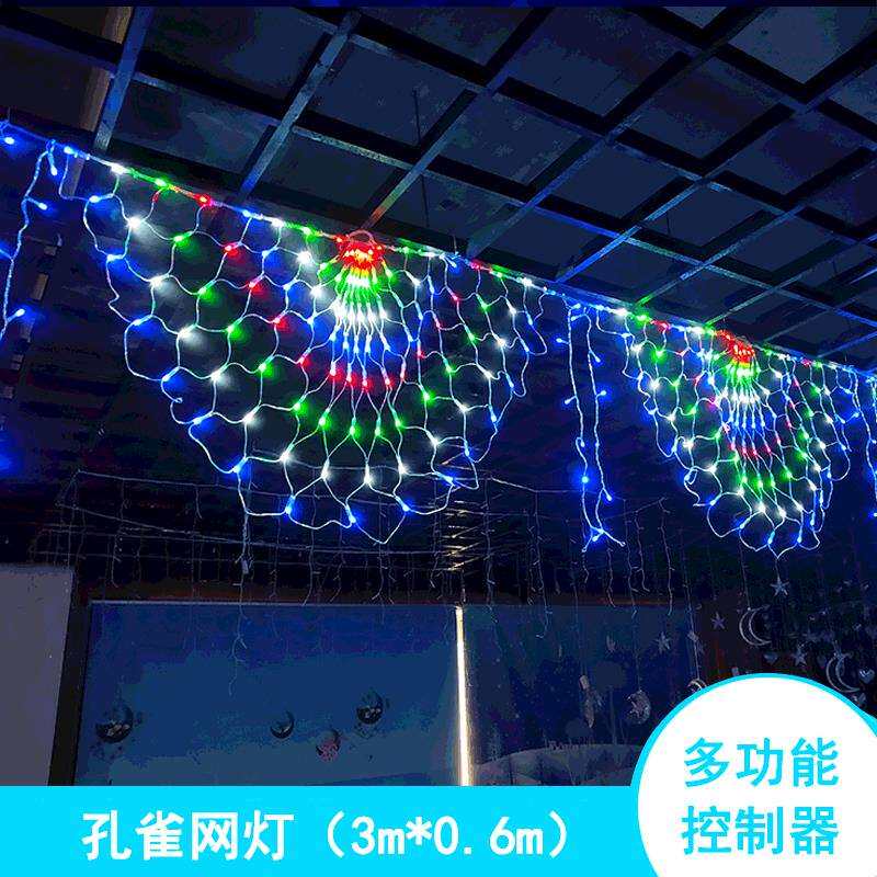 led装饰灯孔雀尾巴渔网灯造型灯3米节日灯彩灯串 厂家