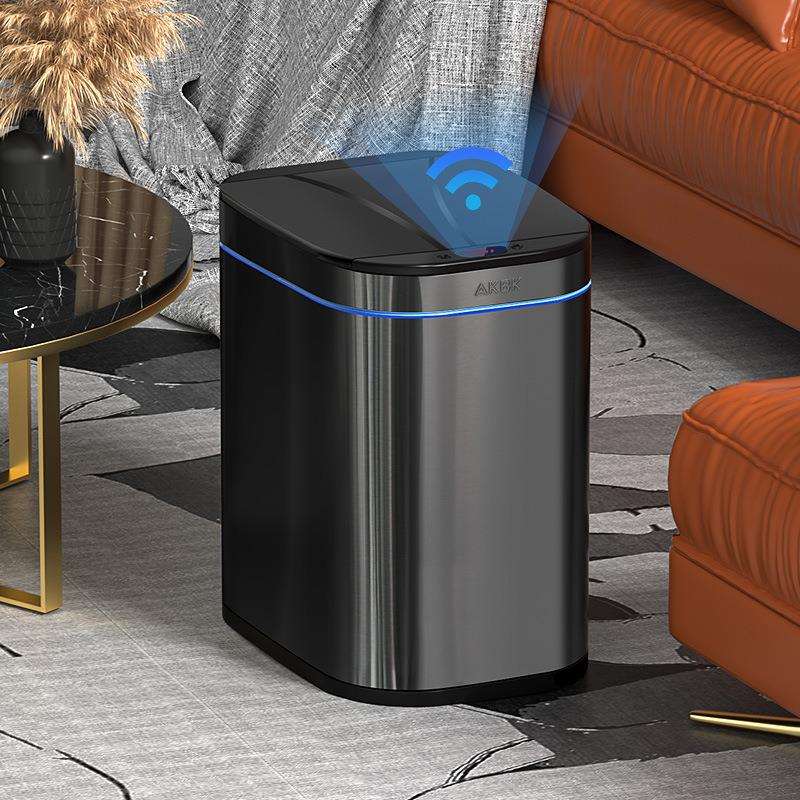 智能垃圾桶感应式全自动开电动家用客厅厕所卫生间厨房不锈钢带盖