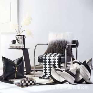 跨境轻奢抱枕套黑色系高级靠枕客厅沙发装饰枕样板间床品搭配