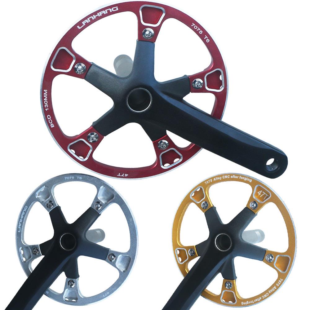 公路车一体曲柄牙盘 47T铝合金7075护盘齿盘 130BCD正负齿 170mm