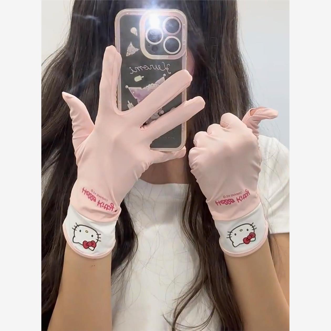 卡通小猫防晒手套女夏天