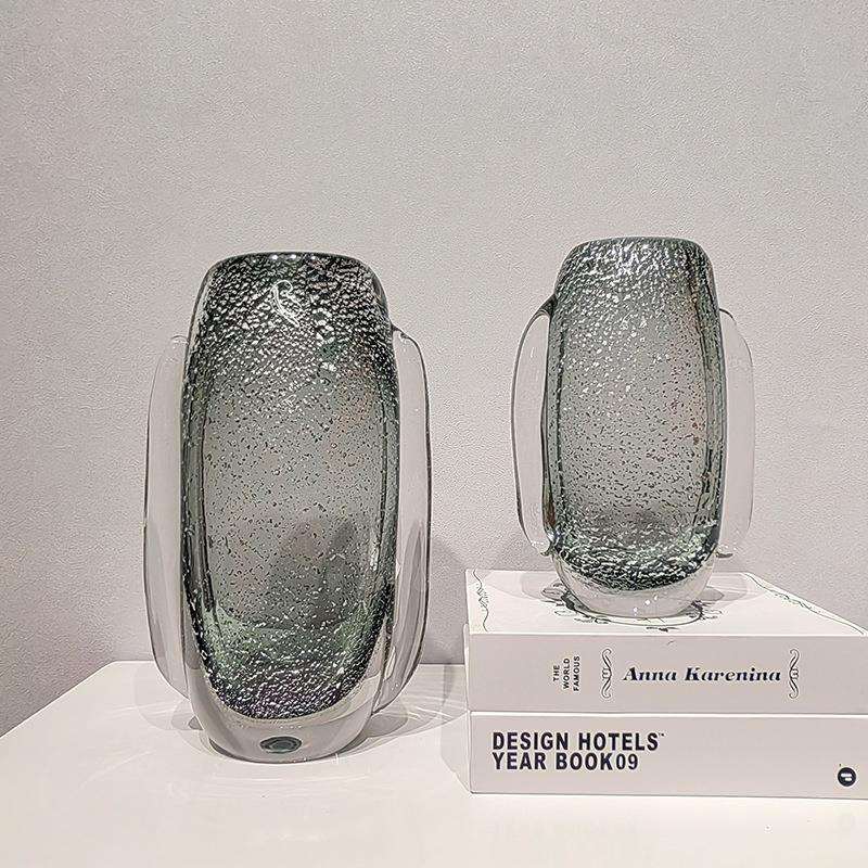 轻奢琉璃花瓶北欧创意客厅软装饰品样板房餐桌摆件透明玻璃插花器