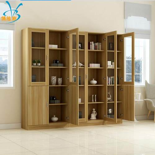 博维雅办公室家具组合书柜时尚储物柜现代展示柜木质门文件柜