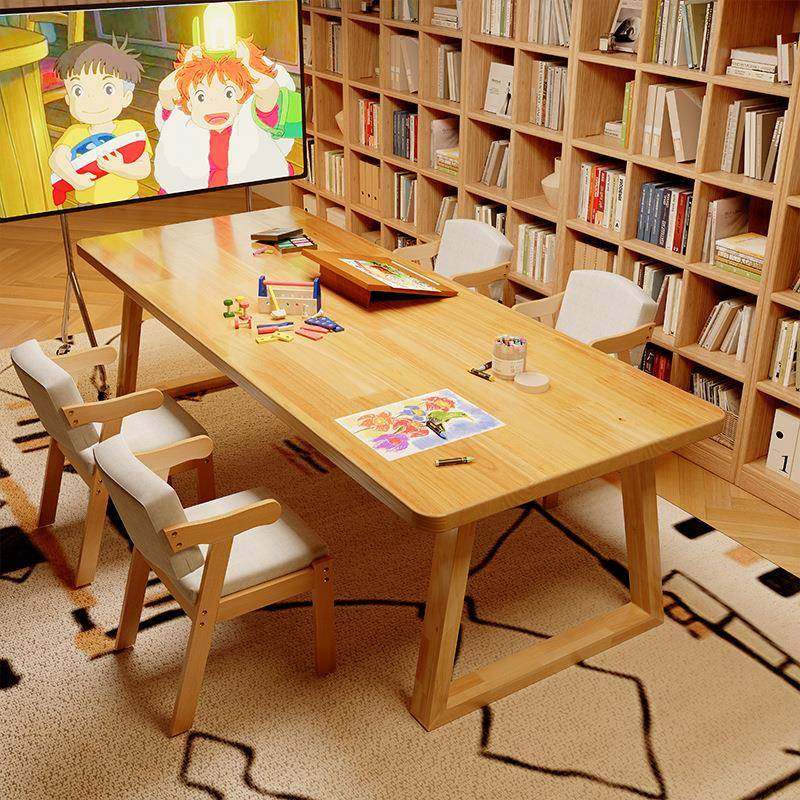 实木书桌学生家用学习写字桌简约现代办公桌椅套装长条桌子工作台