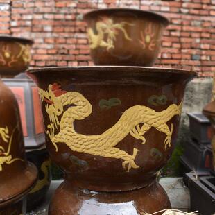 龙缸大花盆大号庭院阳台种树陶瓷花盆铁树发财树 盆景盆 冰咲园艺