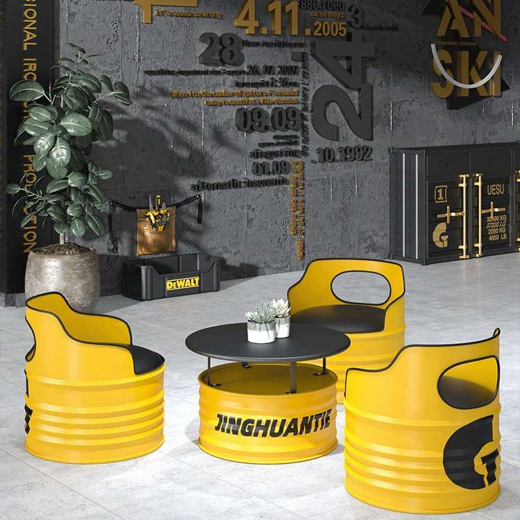 工业风桌椅组合户外烧烤店餐厅奶茶店酒吧油桶卡座沙发创意美式