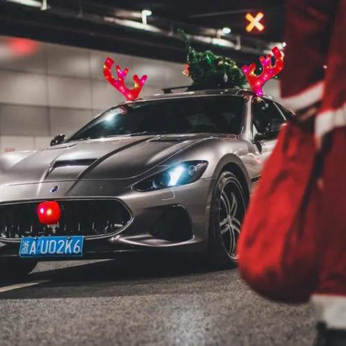 热销圣诞节汽车装饰品发光圣诞鹿角装饰品汽车装饰圣诞节汽车鹿角