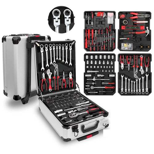 187件套工具套装，带活动扳手，行李箱套装盒，方便携带