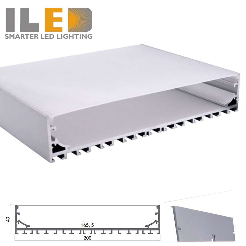 40*200mm硬灯条外壳灯槽型材 PC罩子ABS堵头吊线