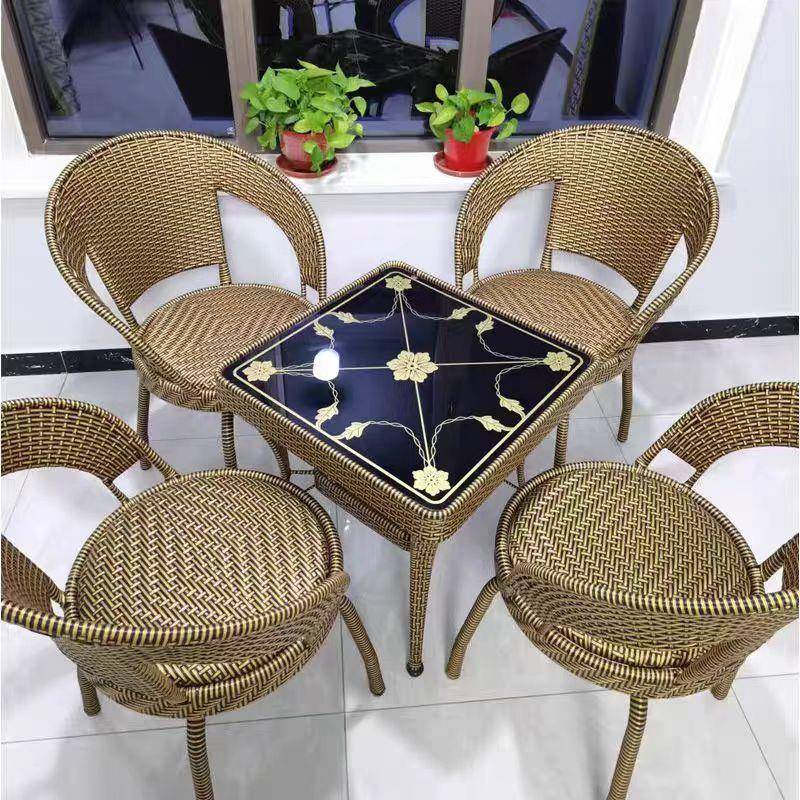 藤椅三件套休闲阳台茶桌椅转椅室外庭院户外露台靠背椅子茶几组合