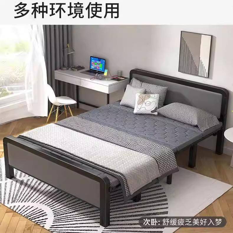 可折叠床家用单人床1.2米午睡床双人床四折便携1.5米午休床硬板床