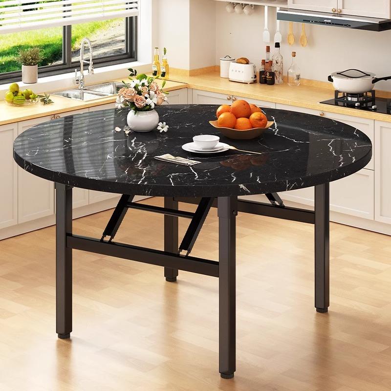 大圆桌可折叠家用吃饭桌子小户型简易出租屋用便携式10人圆形餐桌