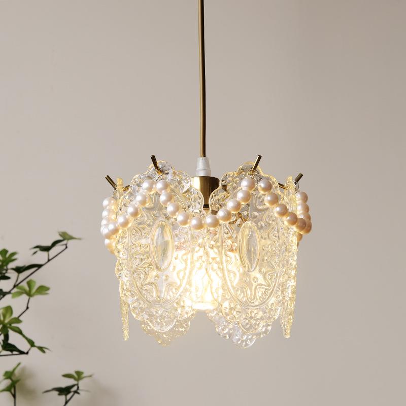 法式珍珠轻奢小吊灯走廊过道玄关后现代阳台浪漫温馨玻璃吸顶灯