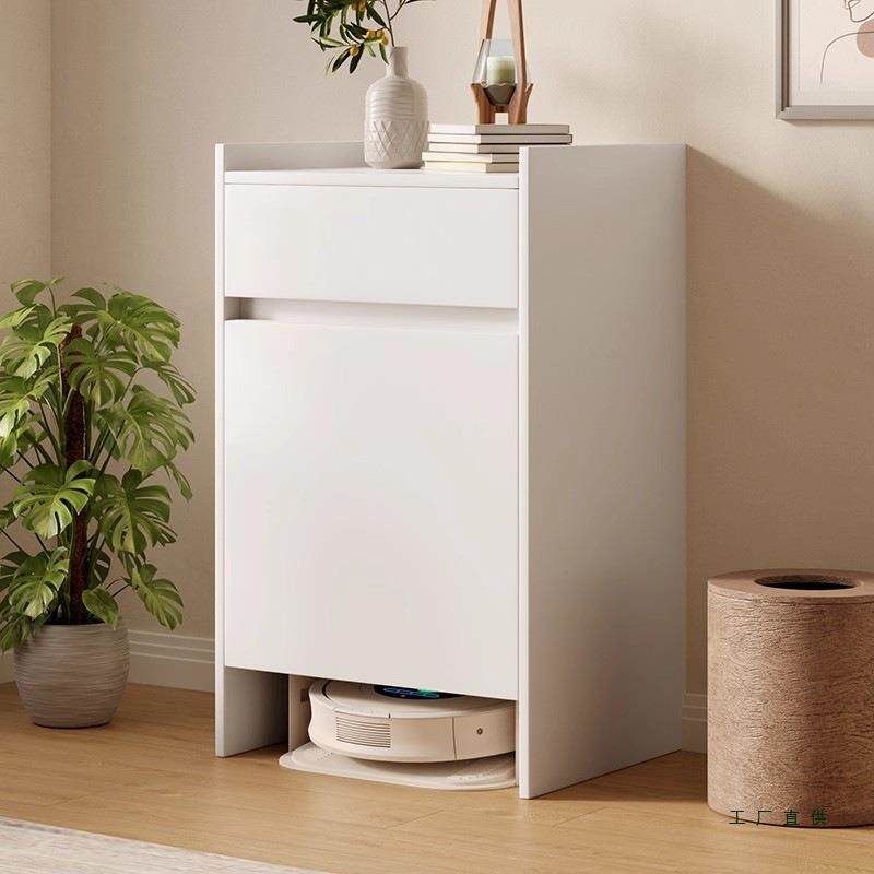 扫地机器人置物柜上方实木多层置物架带门家政柜基站柜储物柜定