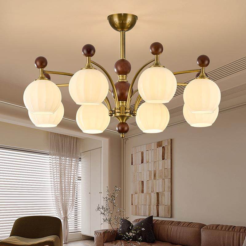 2025年新款中古风全铜客厅卧室吊灯复古书房灯氛围感餐厅房间灯具