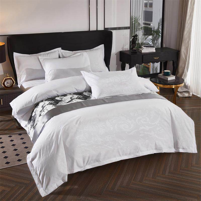 宾馆酒店床上用品四件套民宿房三件套加厚纯白色床单被套旅馆