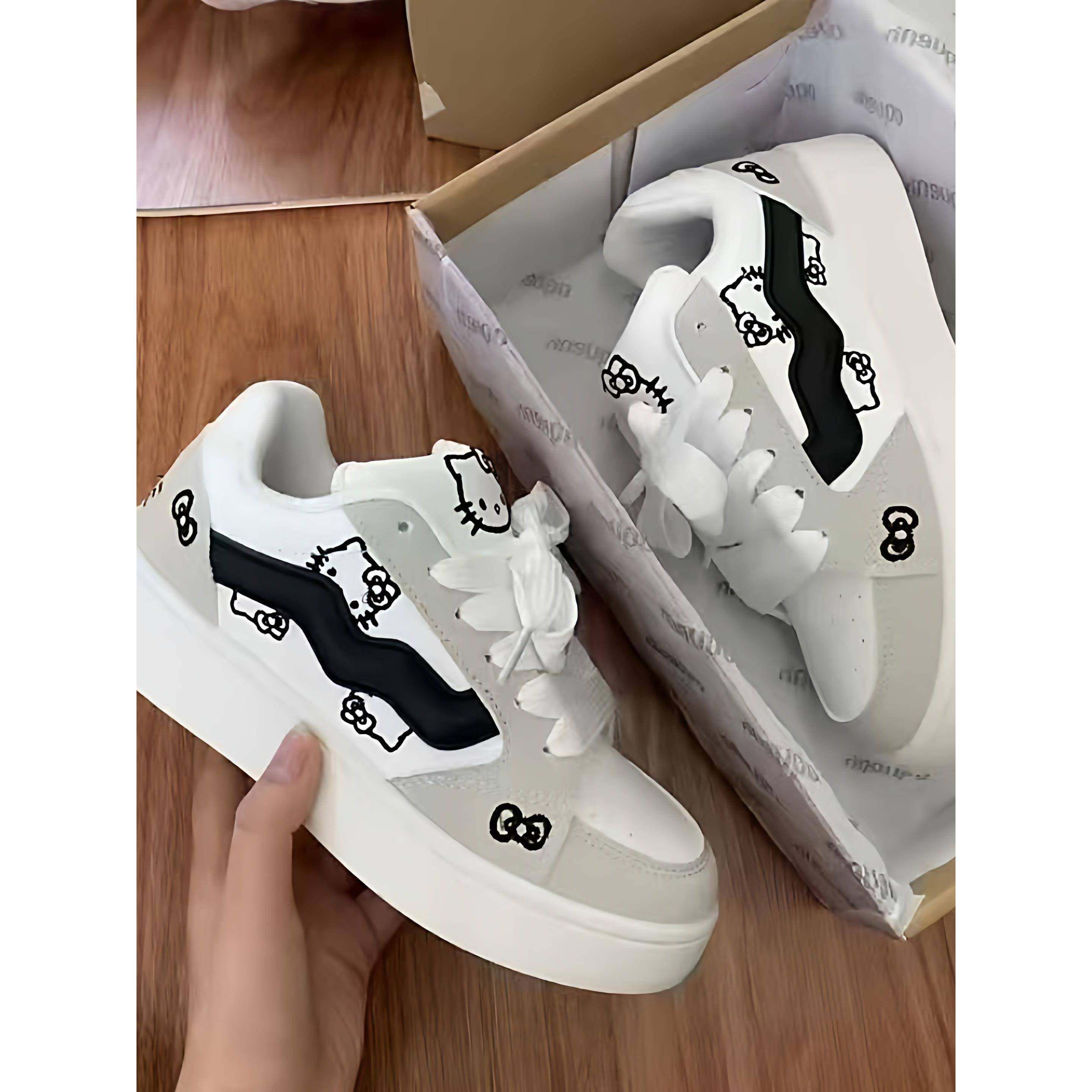 萌系灰黑色可爱kitty猫面包鞋女ins厚底有擦声板鞋舒适百搭运动鞋,女鞋,时尚休闲鞋,淘宝优惠券,粉丝福利购,淘宝优惠卷