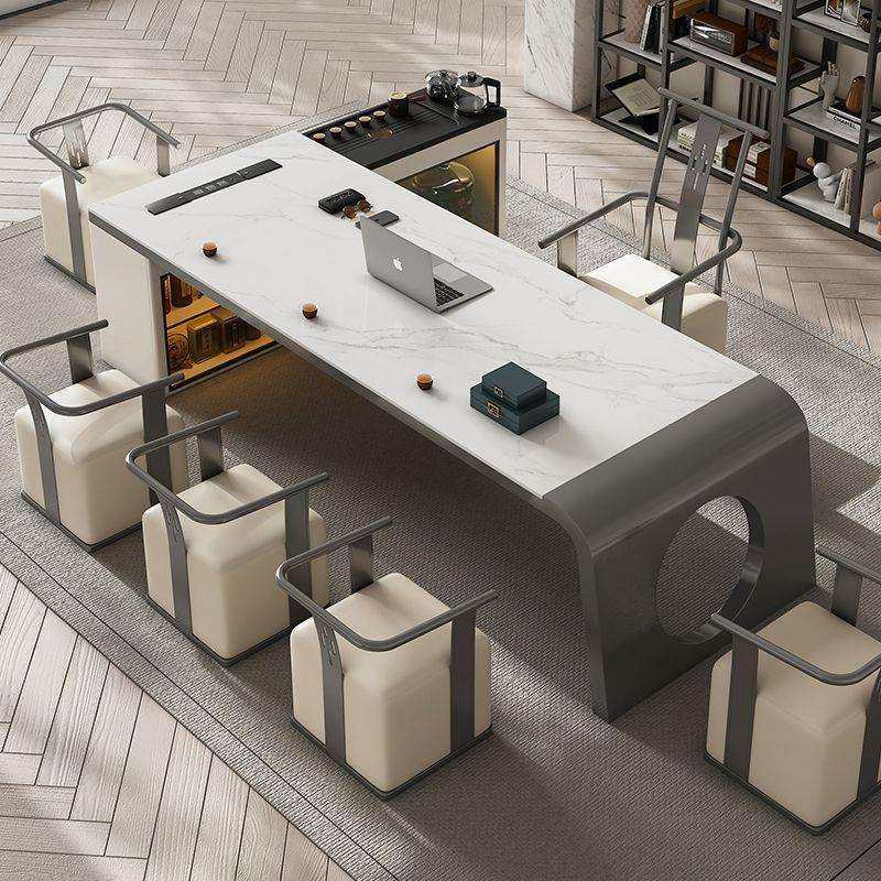 新品轻奢现代岩板茶台2025新款大板茶桌办公桌一体两用客厅家用泡