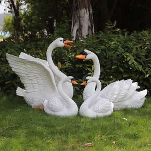 花园摆件仿真天鹅玻璃钢雕塑庭院水池造景装饰假动物园区草坪摆设