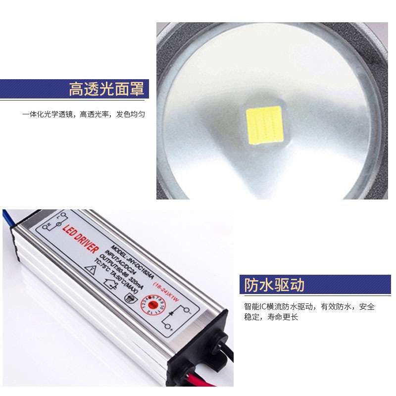 LED圆形投光灯集成20W30W50W户外防水广告公园照树灯投射灯工程灯