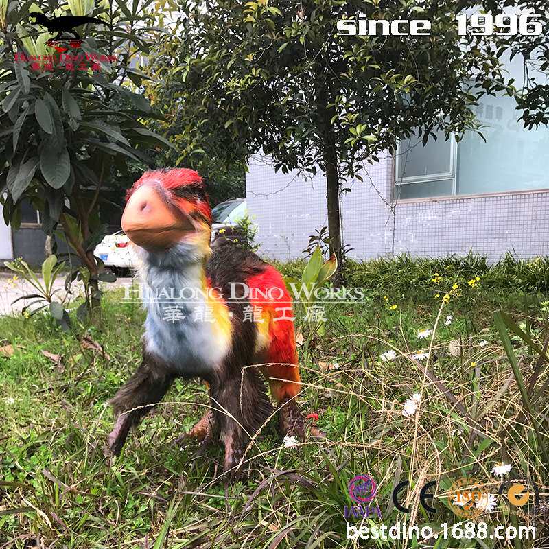 自贡华龙艺术设计 仿真鸭嘴龙粘毛产品恐龙模型产品 主题公园使用