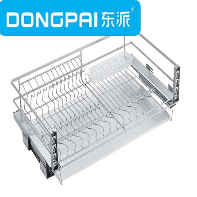 东派橱柜拉篮扁线(三边篮)碗碟篮炉台拉篮隐藏式多功能碗碟拉篮