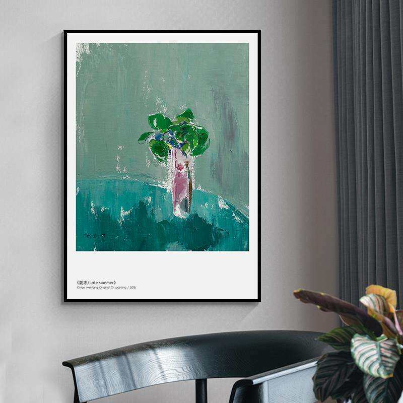 鳟鱼植物小清新饭厅画北欧装饰画 客厅油画 餐厅挂画卧室床头壁画
