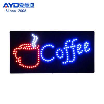 跨境灯箱LED广告牌咖啡店营业指示牌 LED Coffee Sign 48x24cm