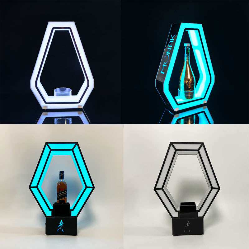 LED亚克力酒座威斯忌酒座展示架香槟架酒吧发光底座菱形道具KTV