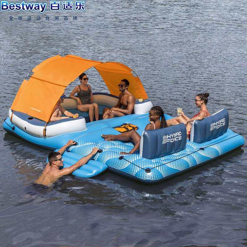 Bestway43105超大型水上浮排浮床海洋乐园躺椅漂浮休息浮船浮岛