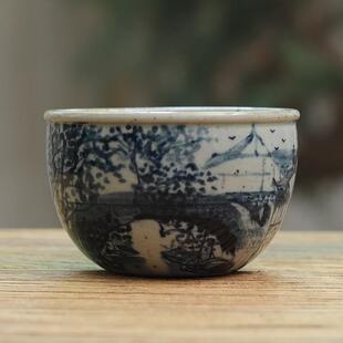 刘林荣手绘山水大写意画茶杯茶盏手彩手拉胚主人杯主人杯名师作品